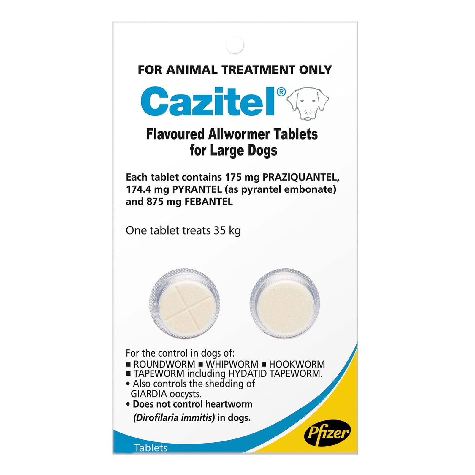 Cazitel Flavoured Allwormer For Large Dogs 35kg (77 Lbs) 4 Tablets