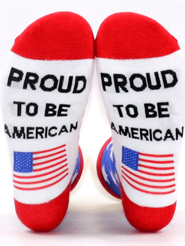 Women Simple Color Block All Season Cotton Printing School Over the Calf Socks Regular Independence Day Socks