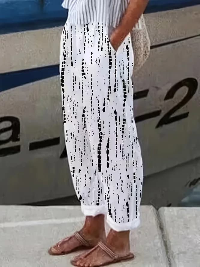 Women Abstract Casual Long Baggy Pants Spring/Fall Pants